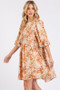 Mittoshop Flower Print Linen Blend Babydoll Mini Dress