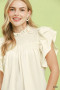 Umgee Smocked Ruffle Sleeve Textured Top