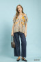Umgee Border Print Puff Sleeve V-Neck Blouse