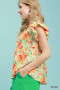 Umgee Smocked Yoke Ruffle Sleeve Floral Blouse