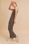 Aemi + Co Ditsy Floral Surplice Sleeveless Wide Leg Jumpsuit