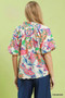 Umgee Mix Floral Print Scallop Hem Blouse