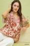 Umgee Mixed Print V-Neck Short Sleeve Top