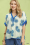 Umgee Paisley Print Contrast Trim Top