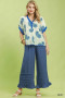 Umgee Paisley Print Contrast Trim Top