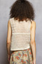 POL Floral Embroidered Cropped Crochet Vest