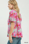 Umgee Abstract Print Puff Sleeve Top