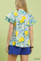 Umgee Abstract Print Flutter Sleeve Blouse