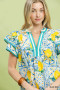 Umgee Abstract Print Flutter Sleeve Blouse