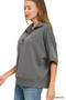 Zenana Scuba Collared Short Sleeve Pullover & Center Seam Pants Set