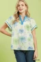 Umgee Floral Flutter Sleeve Blouse