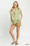 Umgee Embroidered Stripe Button Front Top