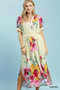 Umgee Mix Floral Border Print Midi Dress