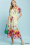 Umgee Mix Floral Border Print Midi Dress