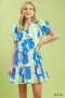 Umgee Floral Puff Sleeve Tiered Mini Dress