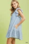 Umgee Ruffle Trim Stripe Flutter Sleeve Mini Dress