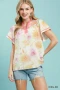 Umgee Floral Flutter Sleeve Blouse
