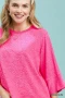 Round Neck Textured Floral Terry Blouse