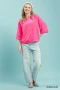 Round Neck Textured Floral Terry Blouse