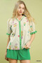 Umgee Petal Parade Print Button-Down Blouse