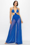 Bikini Top And Mesh Wide Pant Jumpsuit