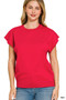 Zenana Viscose Round-neck Short Sleeve Sweater