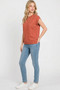Zenana Viscose Round-neck Short Sleeve Sweater