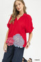 Umgee Floral Embroidered Hem Blouse
