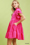 Umgee Tiered Ruffle Sleeve Textured Mini Dress