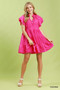 Umgee Tiered Ruffle Sleeve Textured Mini Dress