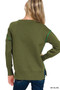 Zenana Round Neck Contrast Trim Sweater
