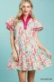 Umgee Leaf Print Flutter Sleeve Tiered Mini Dress