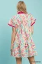 Umgee Leaf Print Flutter Sleeve Tiered Mini Dress