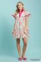 Umgee Leaf Print Flutter Sleeve Tiered Mini Dress