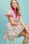 Umgee Leaf Print Flutter Sleeve Tiered Mini Dress