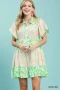 Umgee Mixed Floral Tiered Mini Dress with Flutter Sleeves