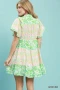 Umgee Mixed Floral Tiered Mini Dress with Flutter Sleeves