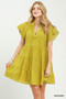 Umgee Tiered Ruffle Sleeve Textured Mini Dress