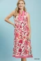 Umgee Floral Scroll Sleeveless Midi Dress