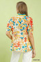Umgee Floral Contrast Pleat Neck Top
