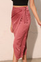 Washed Satin Crepe Side Wrap Midi Skirt