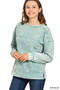 Zenana Acid Wash French Terry Exposed-Seam Pullover