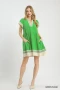 Umgee Linen Color Block Flutter Sleeve Dress