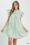 Umgee Stripe Smocked Yoke Ruffle Dress