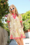 Umgee Floral Puff Sleeve Dress with Contrast Trim