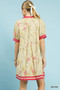 Umgee Floral Puff Sleeve Dress with Contrast Trim