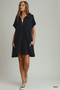 Umgee Collared Quarter Zip Dress with Size Pocket