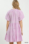 Umgee Jacquard Puff Sleeve Mini Dress