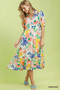 Umgee Watercolor Floral Tiered Midi Dress