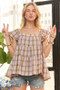 ADORA Ruffled Square Neck Cap Sleeve Babydoll Blouse